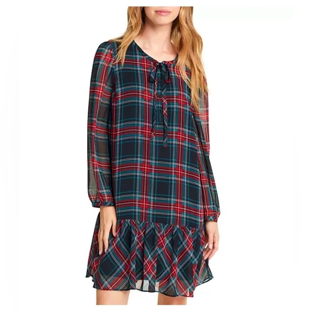 Draper James Plaid Drop waist ruffle shift dress size small - Picture 2 of 10